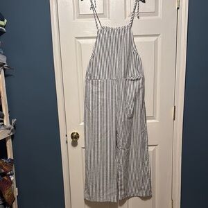 Striped Jumpsuit with Tie Straps